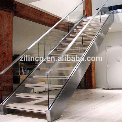 Luxury straight staircase high quality modern design steel structure timber stair