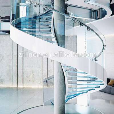 High quality modern staircase design indoor metal stringer curved staircase